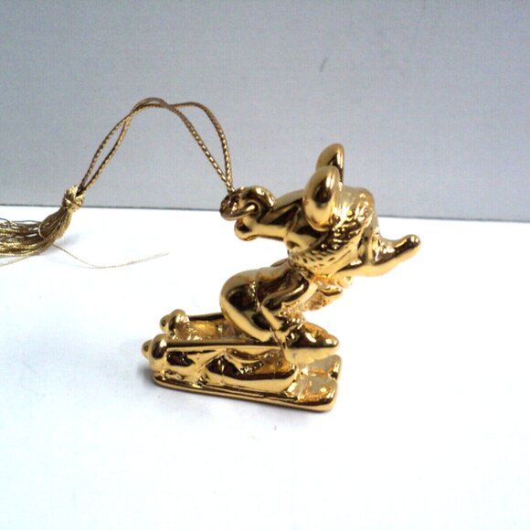 Disney Mickey Mouse Skiing Gold-toned Ornament Lenox 1997 Edition Christmas Xmas - Picture 4 of 4